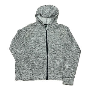 Roots Canada Hoodie Womens Medium Gray Black Marled Full Zip Salt & Pepper Knit
